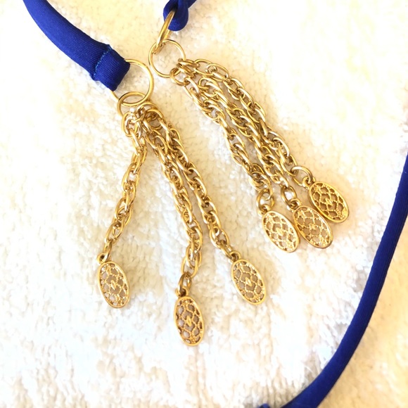 NWT-Trina Turk Halter Bikini TOP-with Gold Charms -Sz 8 - Picture 4 of 5